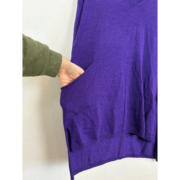 Eileen Fisher Knit Slouchy Pocket Front Tunic Length Merino Wool Sweater XXS - Picture 3 of 5
